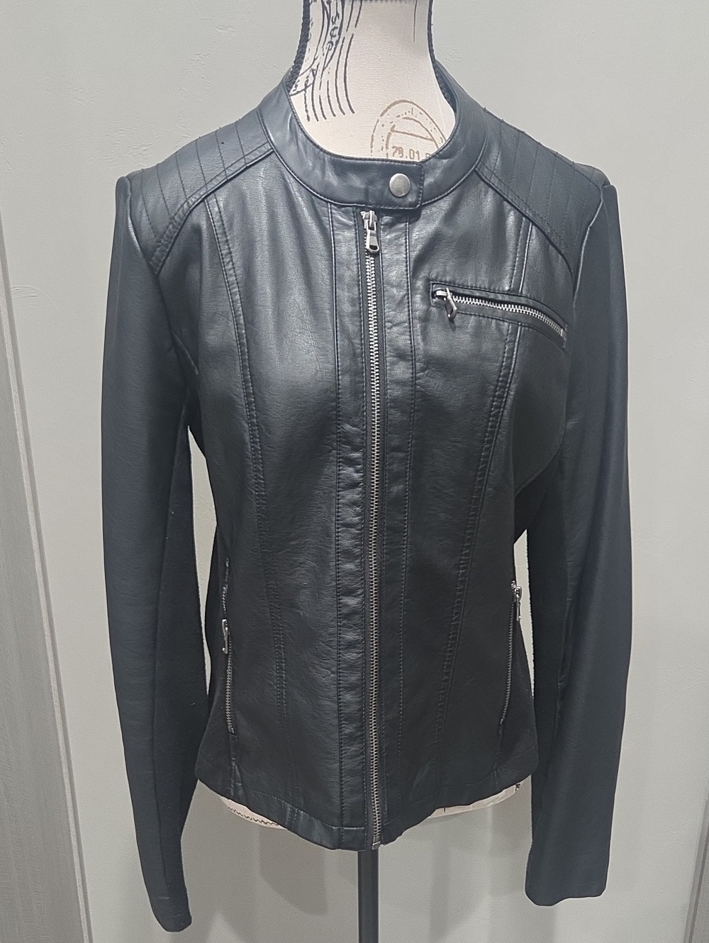 Maurices Black Faux Leather Zip-Front Moto Jacket